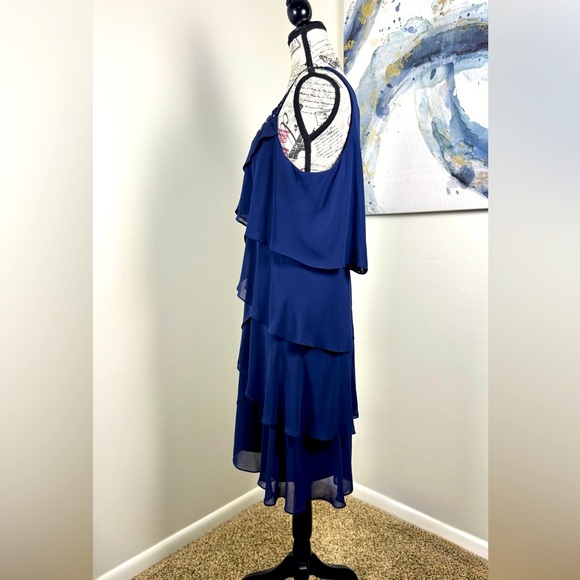 Rare Vintage JR Nites Dress -Navy Blue Ruffles, Size 14 - Excellent Condition - Picture 7 of 13